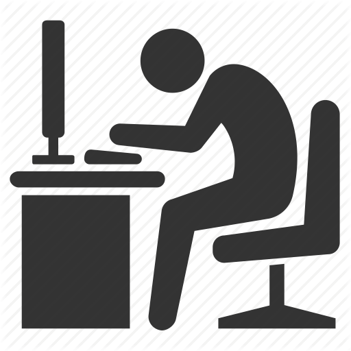 Office, Officer, Typing, Work, Work Hours, Worker, Working Icon