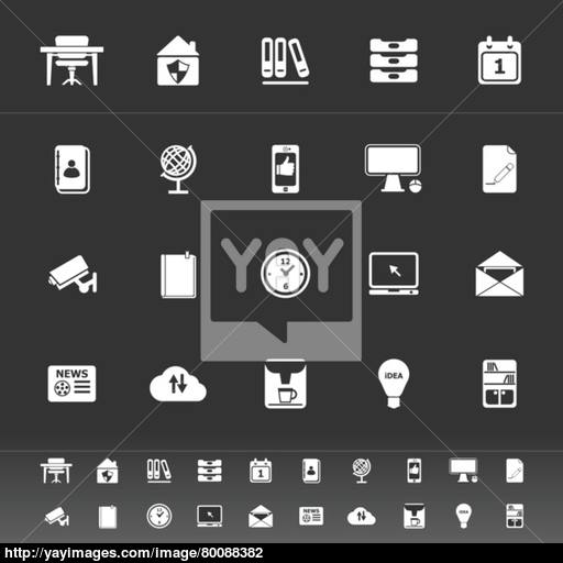 Home Office Icons On Gray Background Vector
