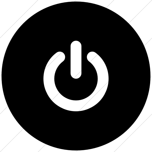 Flat Circle White On Black Bootstrap Font Awesome Power