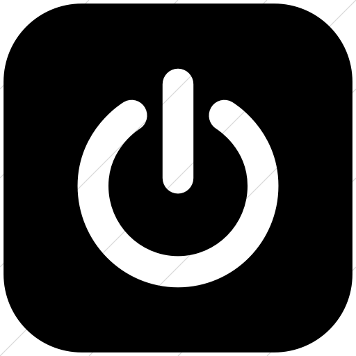 Flat Rounded Square White On Black Raphael Button Power