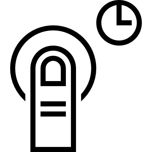 Tap Hold Symbol Of One Finger Pressuring Outline With A Clock