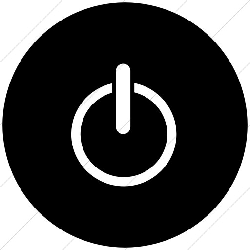 Flat Circle White On Black Classica Power On Off Icon