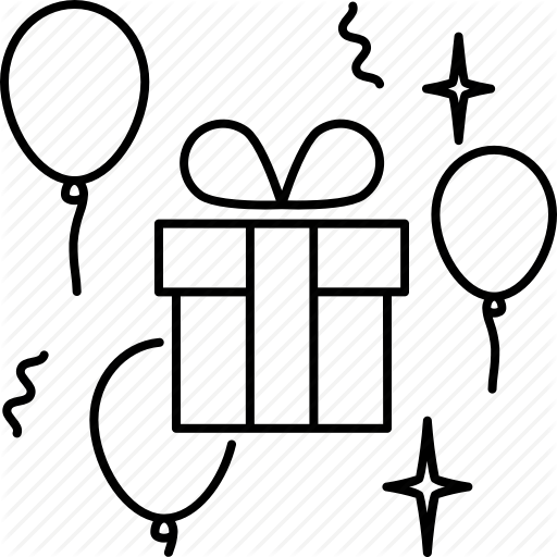 Balloons, Birthday, Box, Congratulation, Present Icon