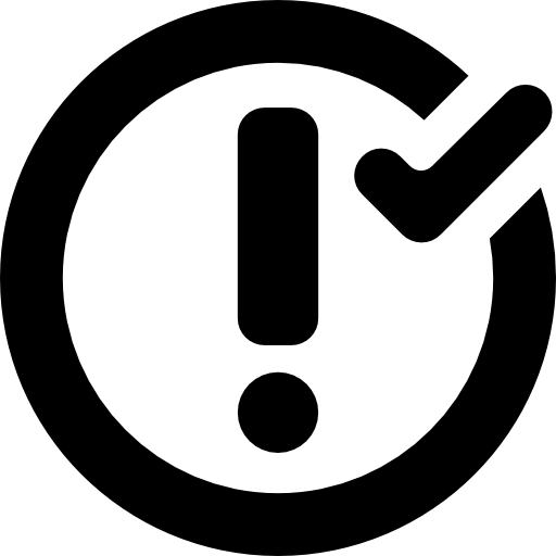 Warning Exclamation Sign In A Circle With Verification Mark Icons