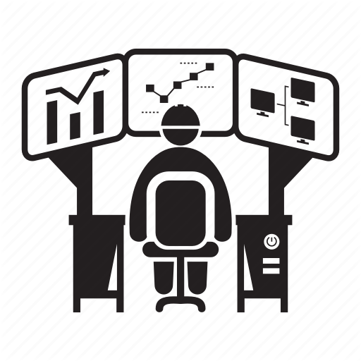 Analyst, Computer, Data Analysis, Monitoring, Operator Icon