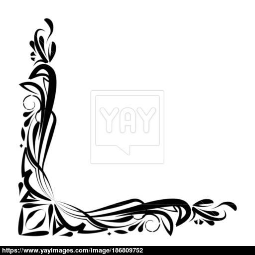 Flat Black Ornament Border Icon Vector