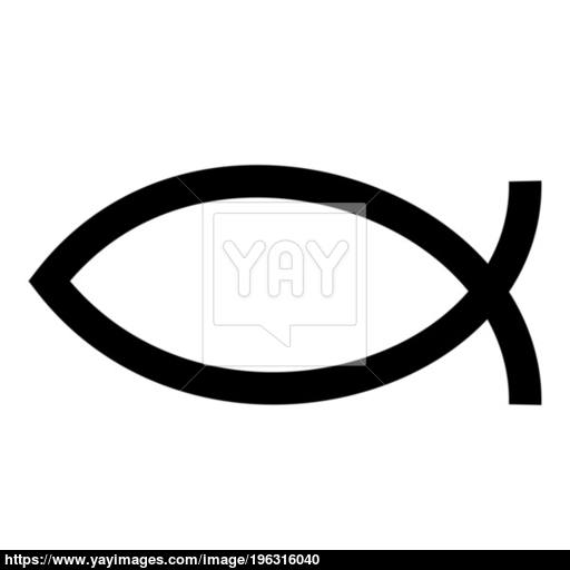 Symbol Fish Icon Black Color Illustration Flat Style Simple Image
