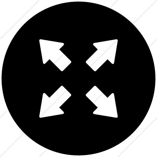 Flat Circle White On Black Foundation Arrows Out Icon