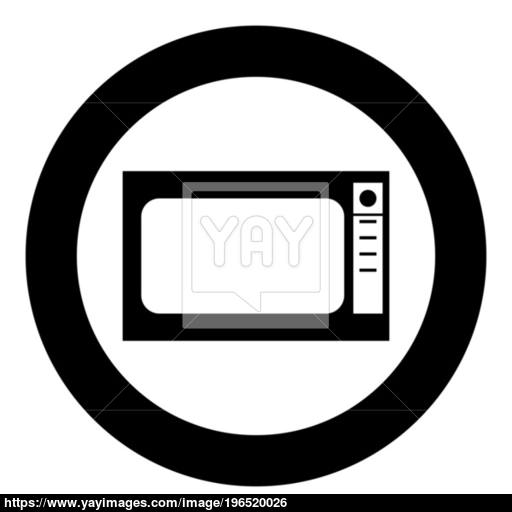 Microwave Oven Icon Black Color In Circle Vector