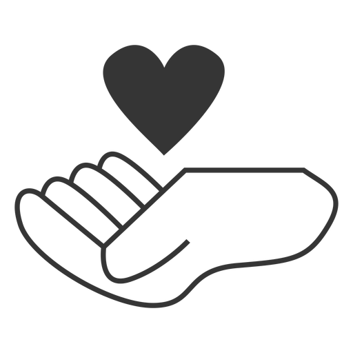 Floating Heart Over Hand Iine Style Icon