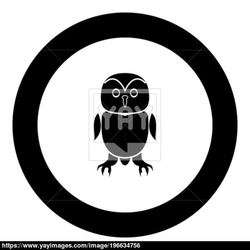 Owl Black Icon In Circle Vector Illustration Vector