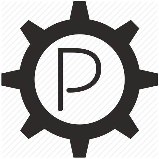 Gear, Key, Keyboard, Letter, P Icon