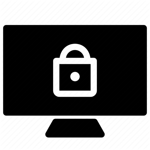 Desktop, Monitor, Notebook, Padlock, Security Icon