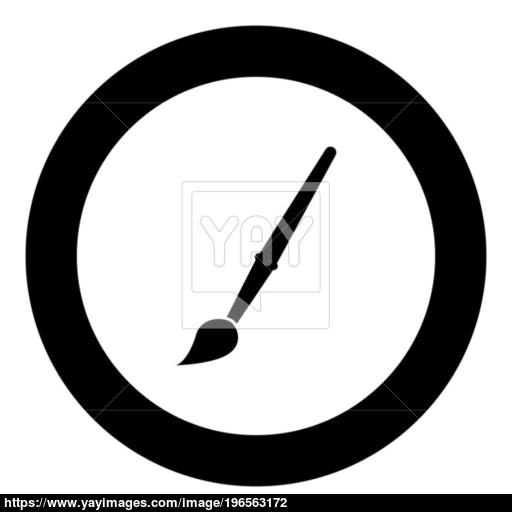Art Paint Brush Icon Black Color In Circle Vector