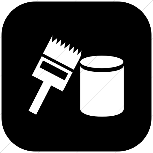 Flat Rounded Square White On Black Classica Paint Brush