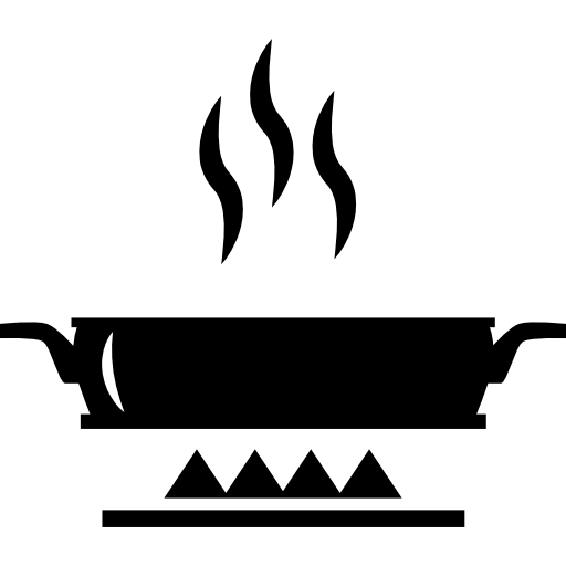 Heating Food In Flat Pan On Fire Icons Free Download