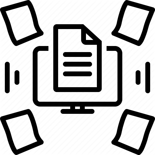 Dematerialisation, Paperless, Processing, Storage, Technology Icon