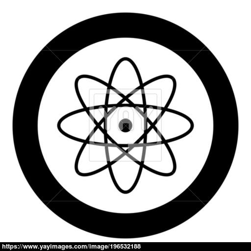 Atom Icon Black Color In Circle Or Round Vector