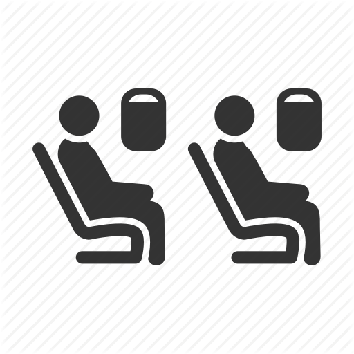 Airplane, Flight, On Board, Passengers, Plane, Seats, Waiting Icon