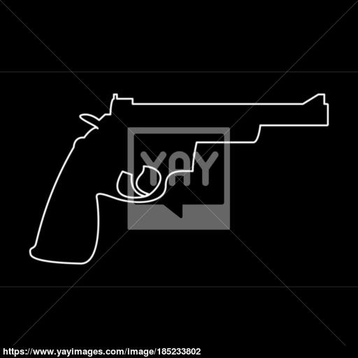 Gun Revolver White Color Path Icon Vector