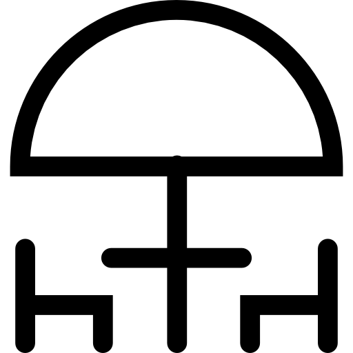 Outdoors Table With Chairs Couple And Umbrella Icons Free Download