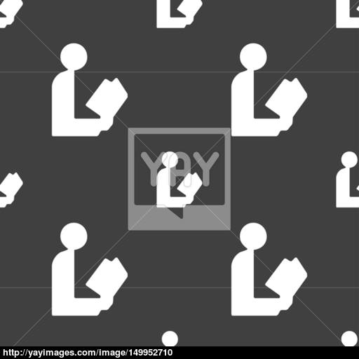 Read A Book Icon Sign Seamless Pattern On A Gray Background