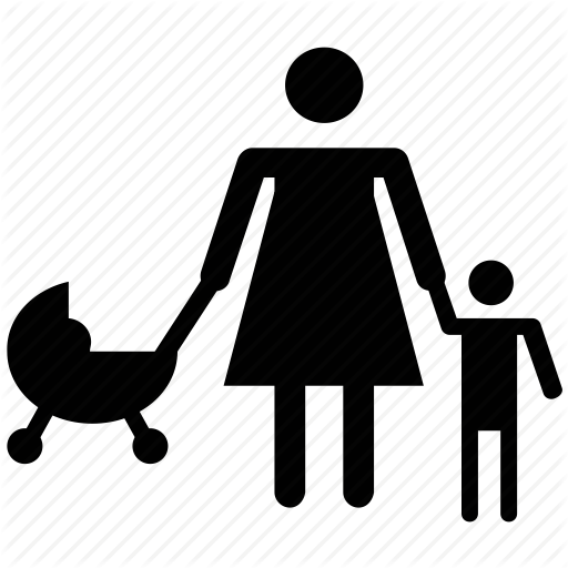 Baby In Cart Baby, Mother, Woman, Woman With Kids Icon