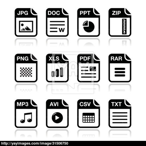 Type Black Icons With Shadow Set