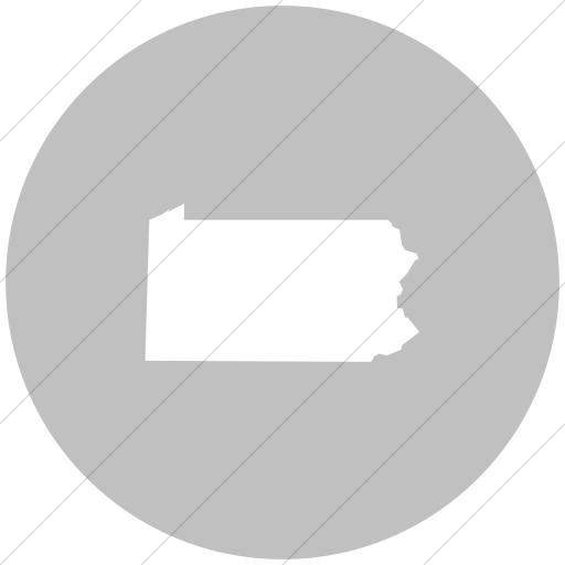 Flat Circle White On Silver Us States Pennsylvania Icon