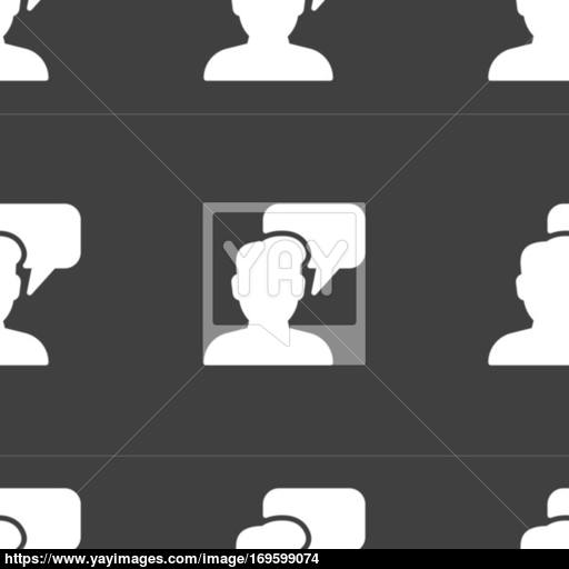 People Talking Icon Sign Seamless Pattern On A Gray Background