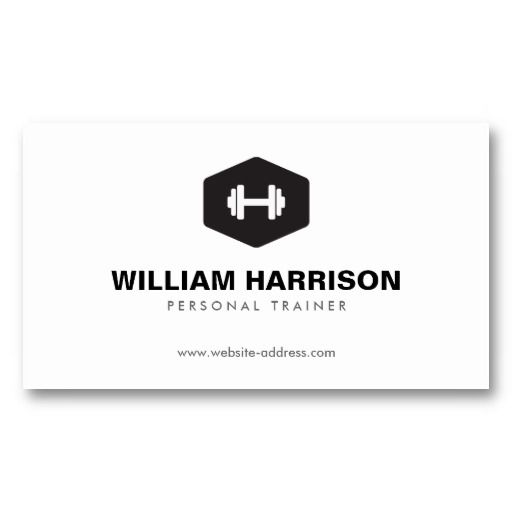 Modern Dumbbell Logo For Personal Trainer, Fitness Business Card