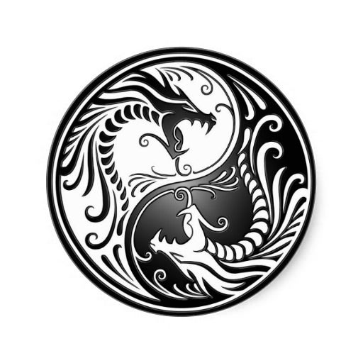 Yin Yang Dragons Flower K Tatuagem Designs
