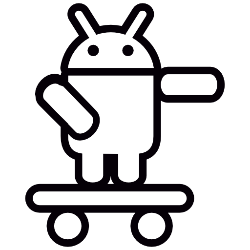 Android, On, Skateboard, With, Arm, Pointing, Left Icon Free