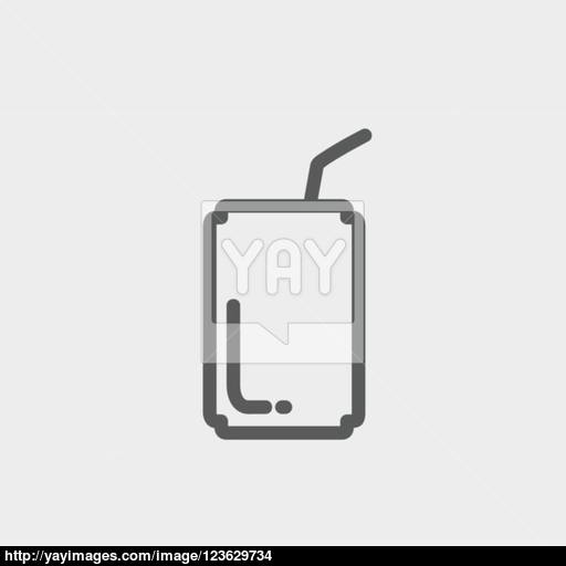 Soda Can With Straw Thin Line Icon Vector