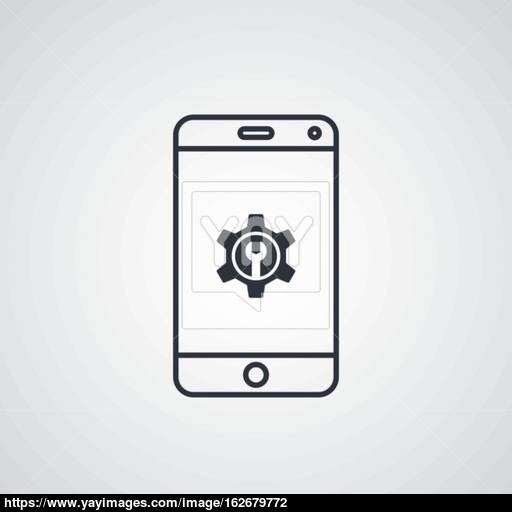 Mobile Phone Cog Setting Icon Theme Vector