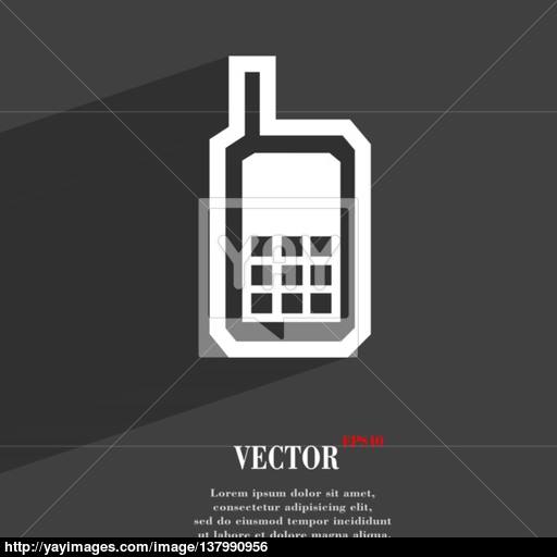 Mobile Phone Icon Symbol Flat Modern Web Design With Long Shadow