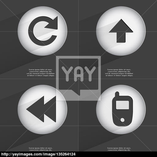 Reload, Arrow Directed Upload, Rewind, Mobile Phone Icon Sign Set