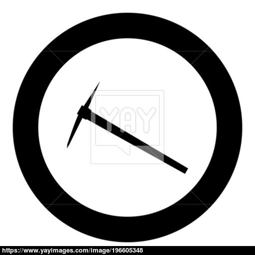 Pickaxe Black Icon In Circle Vector Illustration Isolated Vector