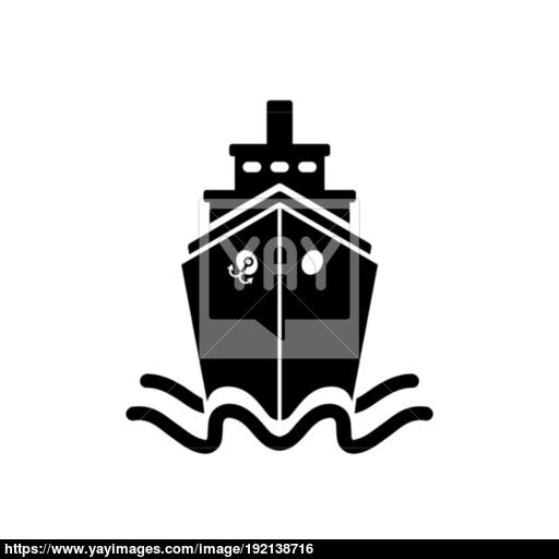 Ship Icon In Flat Style Black Pictogram On White Vector