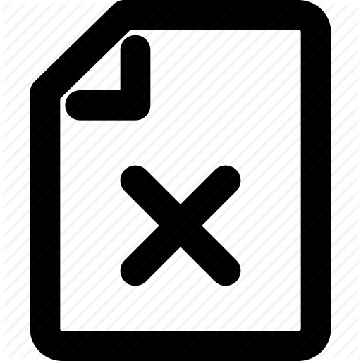 Cancel, Cross, Delete, Document, Page, Remove File, Unavailable Icon