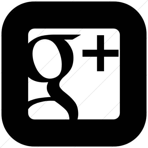 Flat Rounded Square White On Black Raphael Google Plus Icon