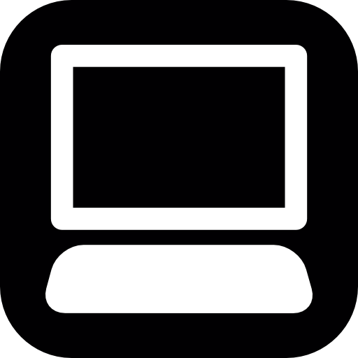 Desktop Computer On Black Square Background