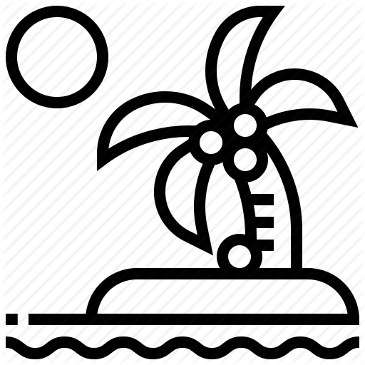 Caribbean, Coconut, Landscape, Mountain, Sea, Sunset Icon