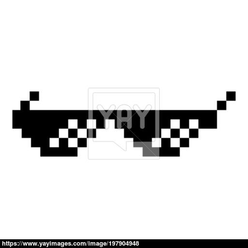 Sun Glasses Pixel Icon Black Color Illustration Flat Style Simple