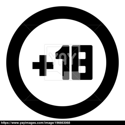 Plus Eighteen Black Icon In Circle Vector
