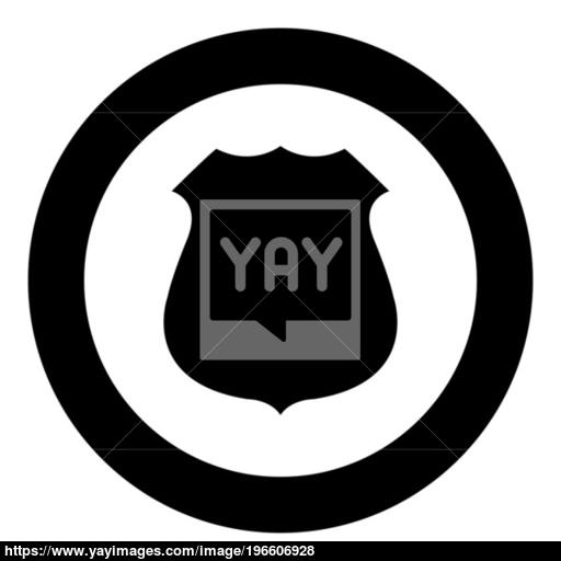 Police Badge Black Icon In Circle Vector Illustration Isolated