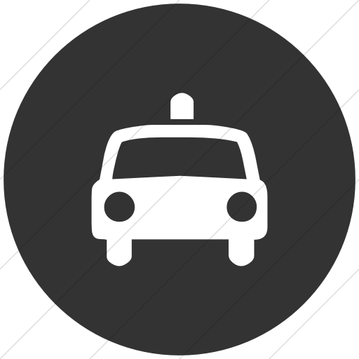 Flat Circle White On Dark Gray Classica Police Car Icon