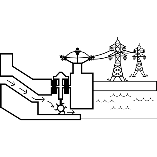 Hydro Power With Power Lines Icons Free Download