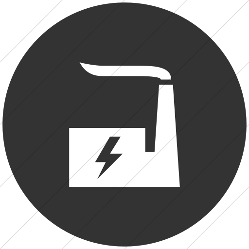Flat Circle White On Dark Gray Iconathon Power Plant Icon