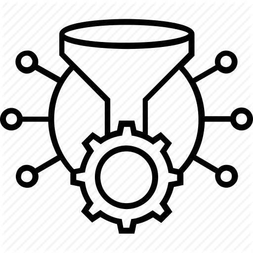 Cogwheel, Data Management, Data Preparation, Funnel, Management Icon